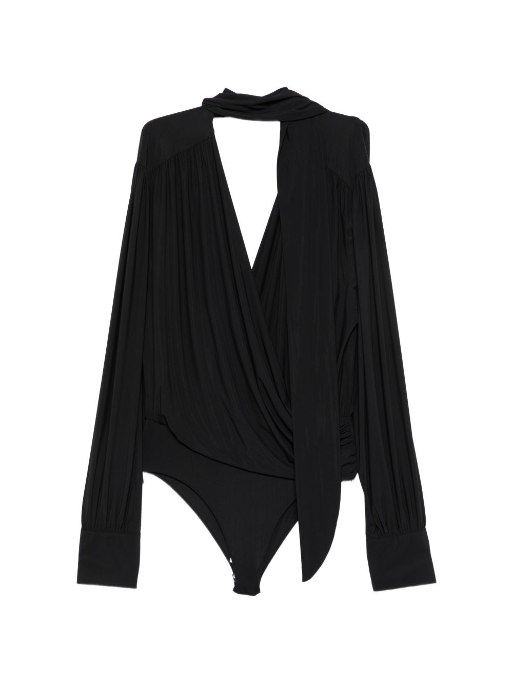 AMAZUIN Body Nero Drappeggiato 