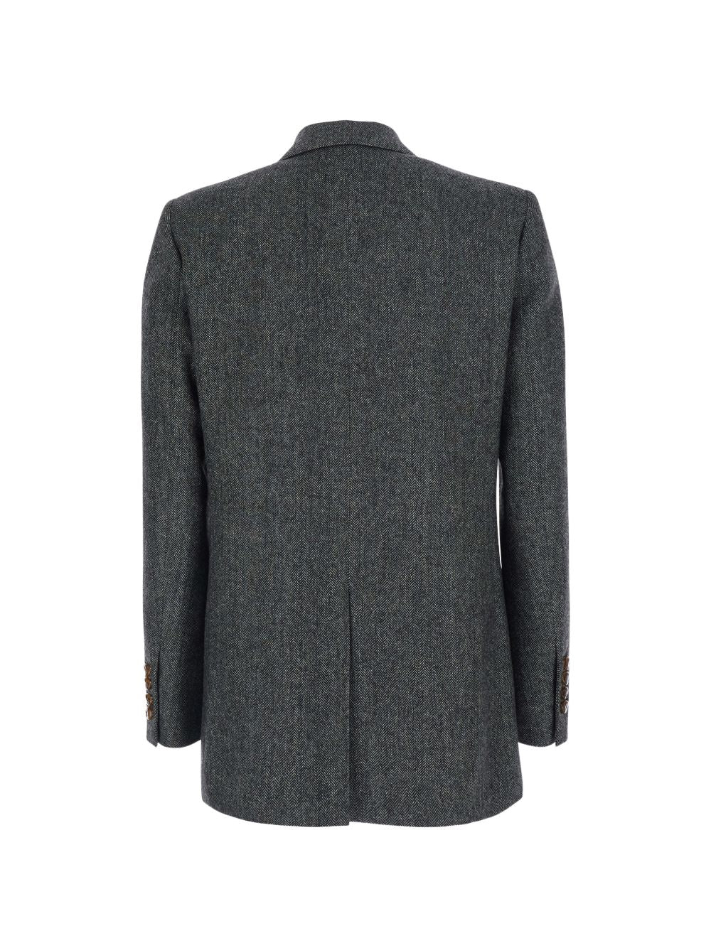 BLAZE Blazer doppiopetto in misto lana spigata bianco e nero 