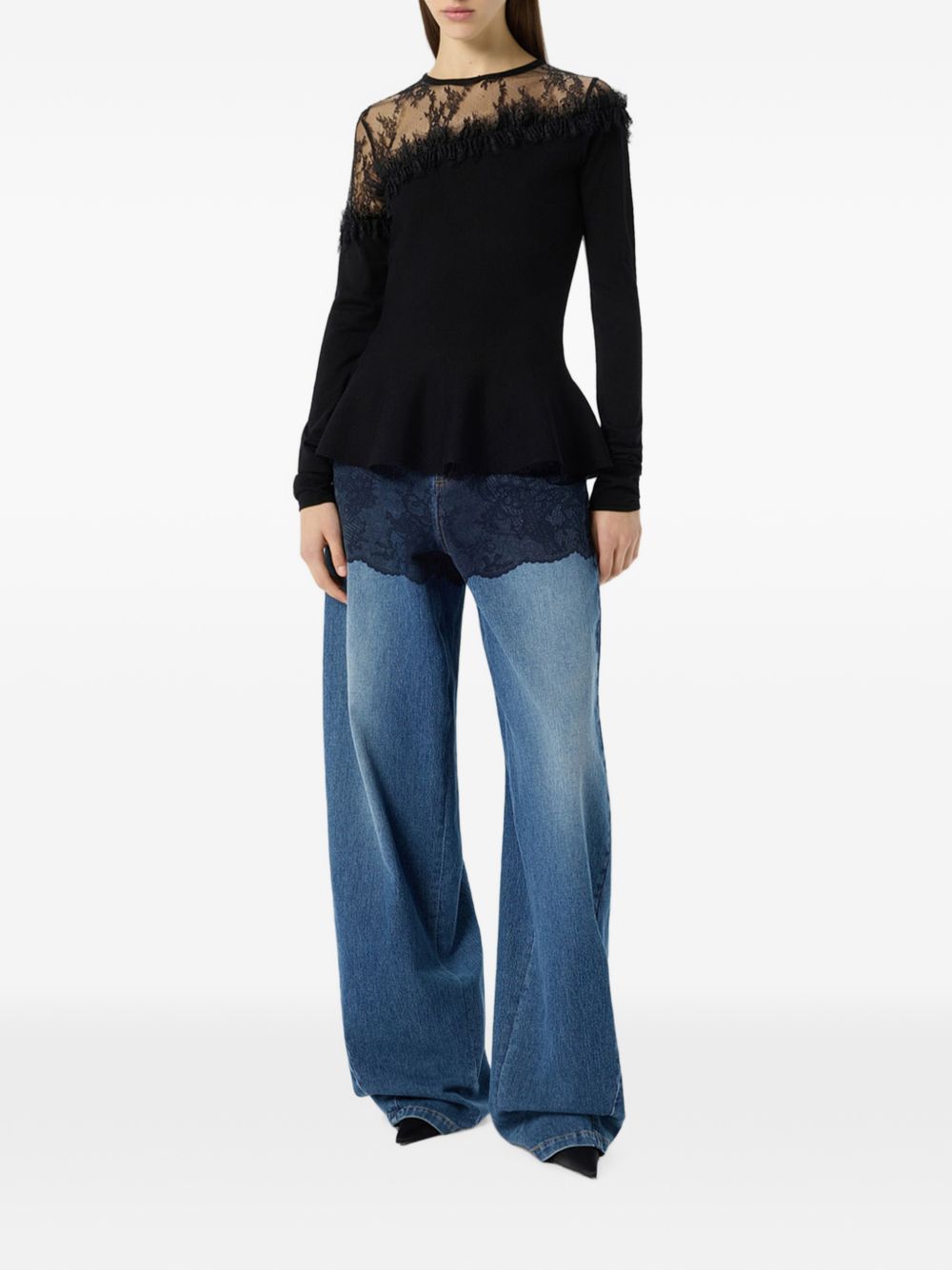 BLUMARINE Maglia Nera con pizzo 