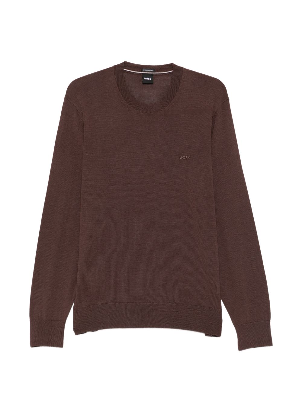 BOSS Maglione Leno in lana marrone 