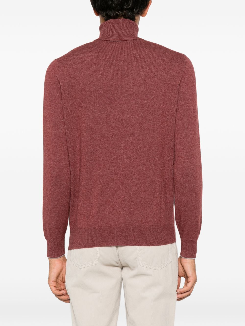 BRUNELLO CUCINELLI Maglia a collo alto in cashmere bordeaux 