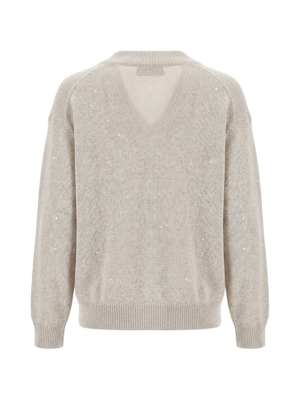 BRUNELLO CUCINELLI La felpa in lana beige chiaro con scollo a V 