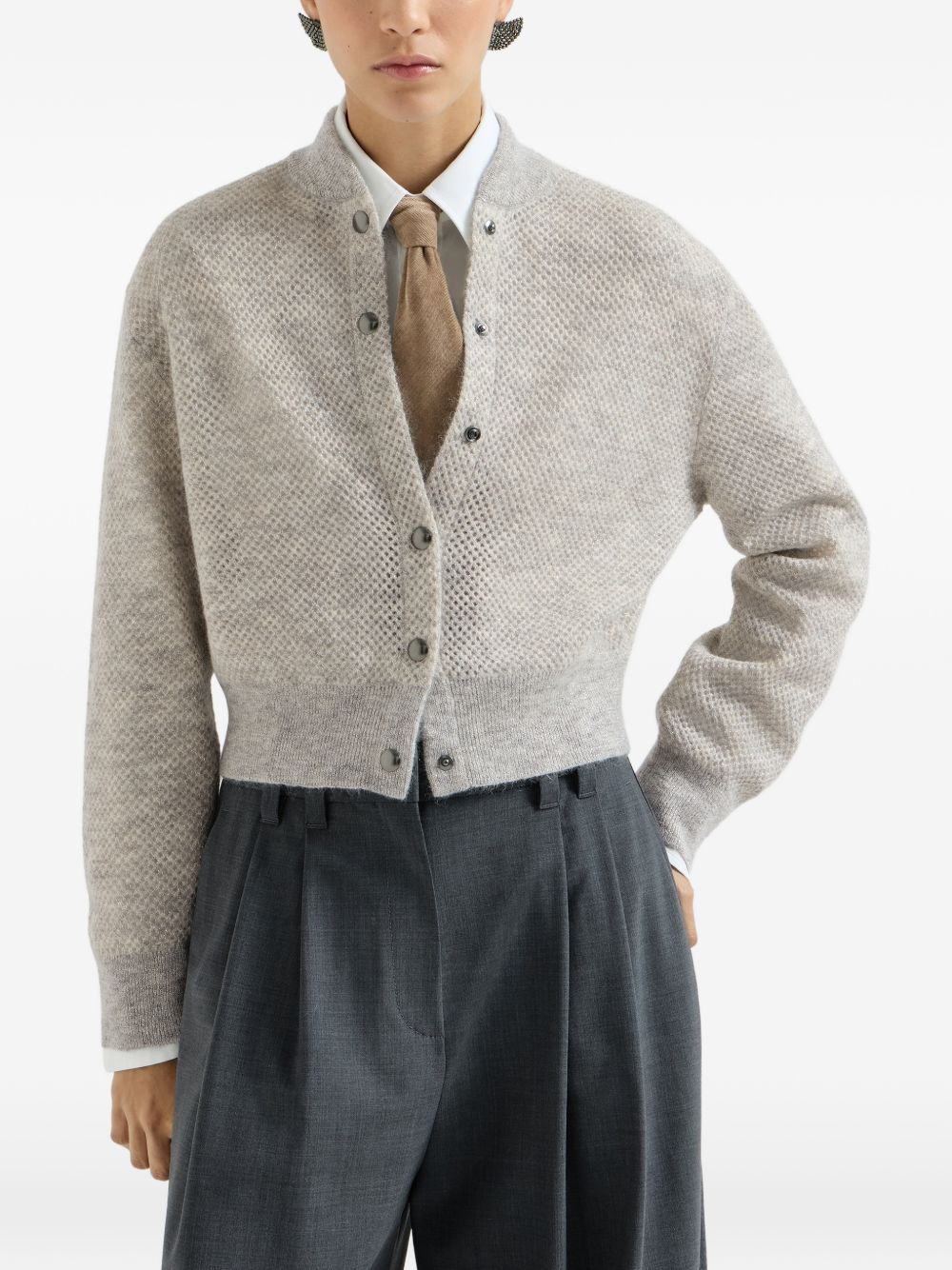 BRUNELLO CUCINELLI Cardigan in misto lana con bottoni argentati 