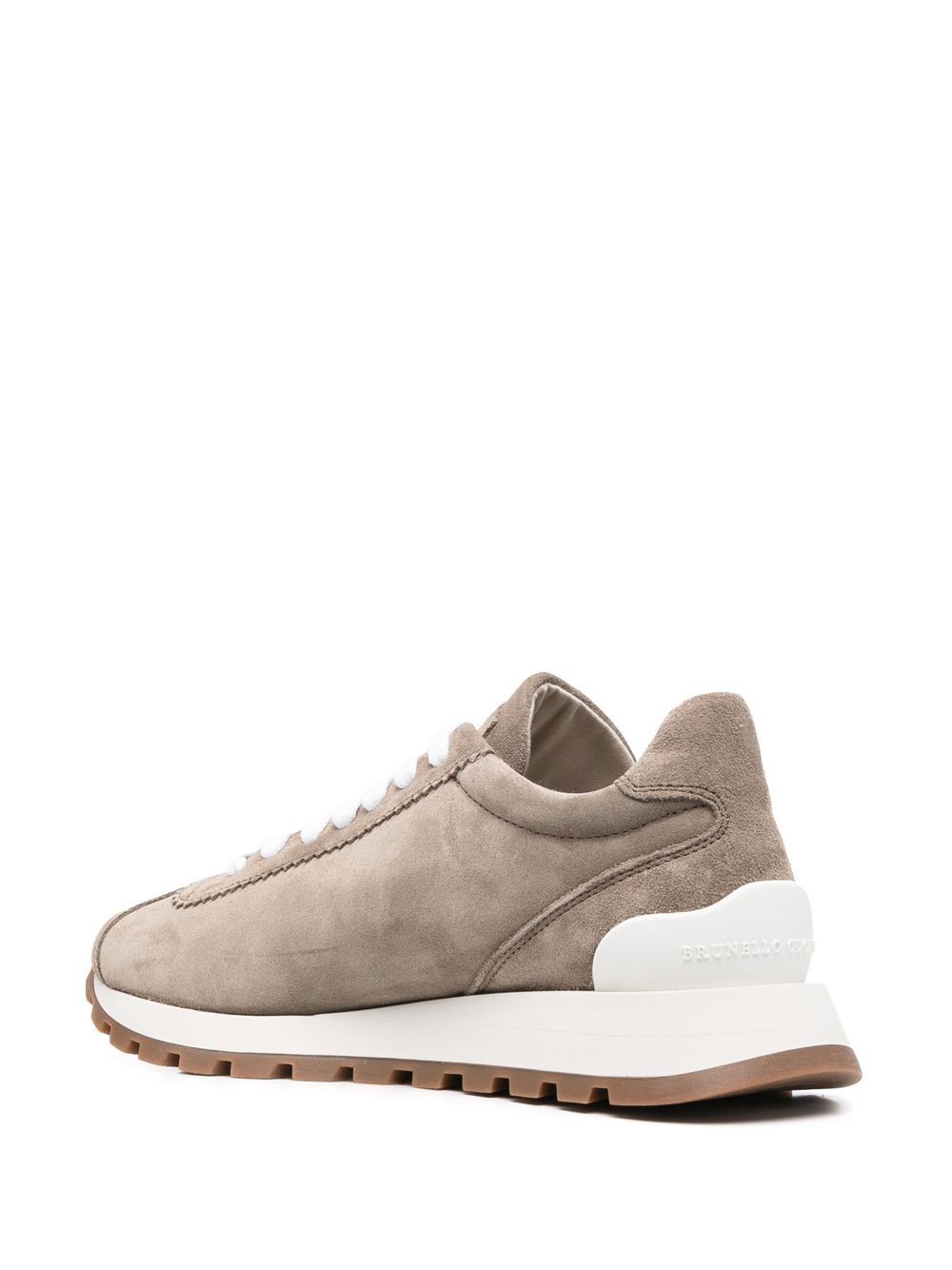 BRUNELLO CUCINELLI Sneakers in pelle color tortora con suola grip 