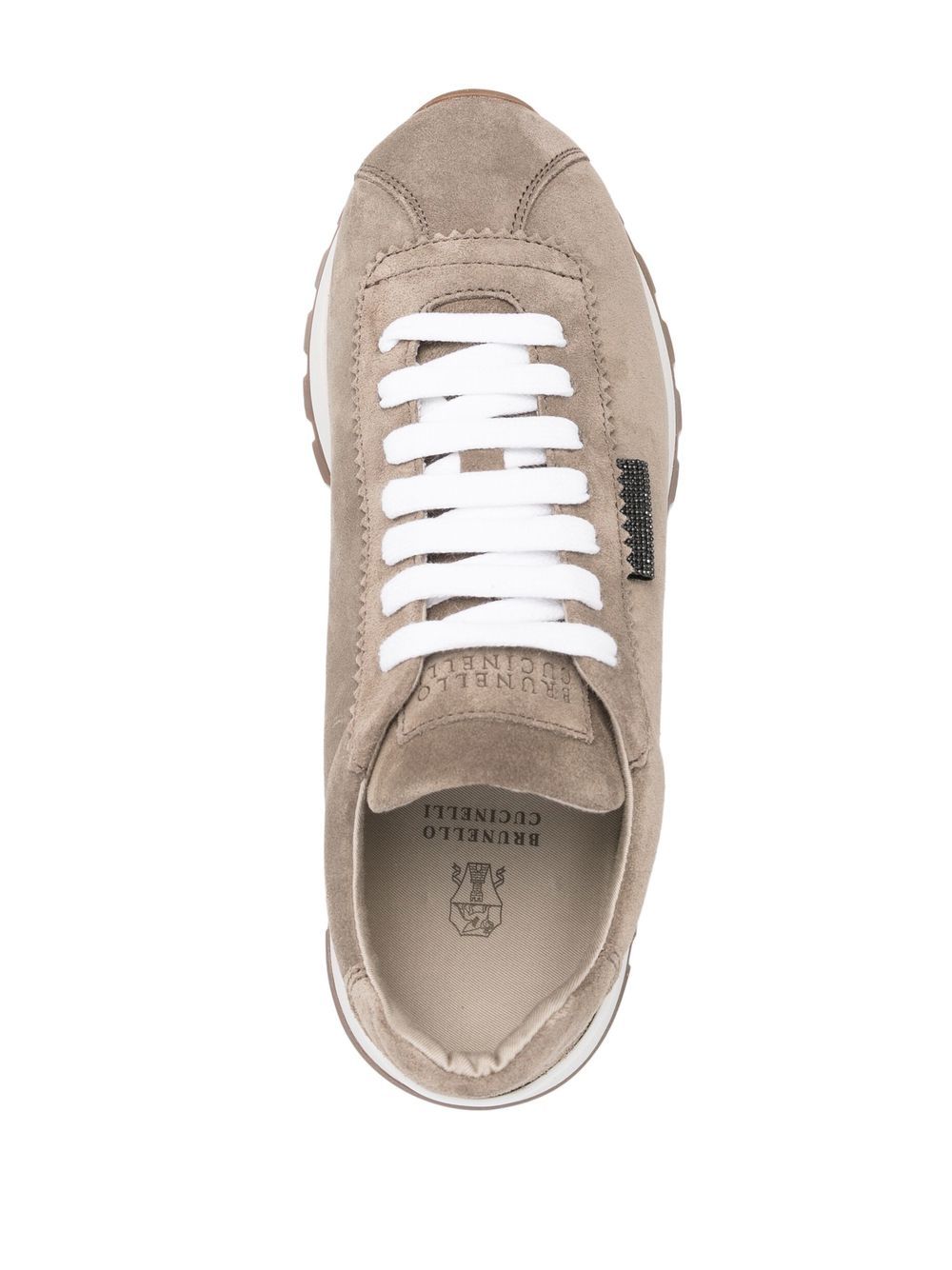 BRUNELLO CUCINELLI Sneakers in pelle color tortora con suola grip 