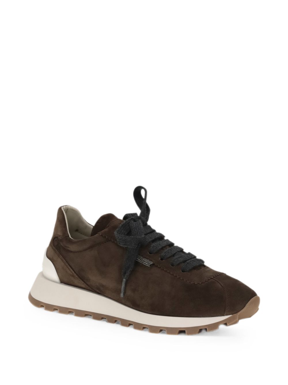 BRUNELLO CUCINELLI Sneakers in pelle marrone scuro con suola grip 