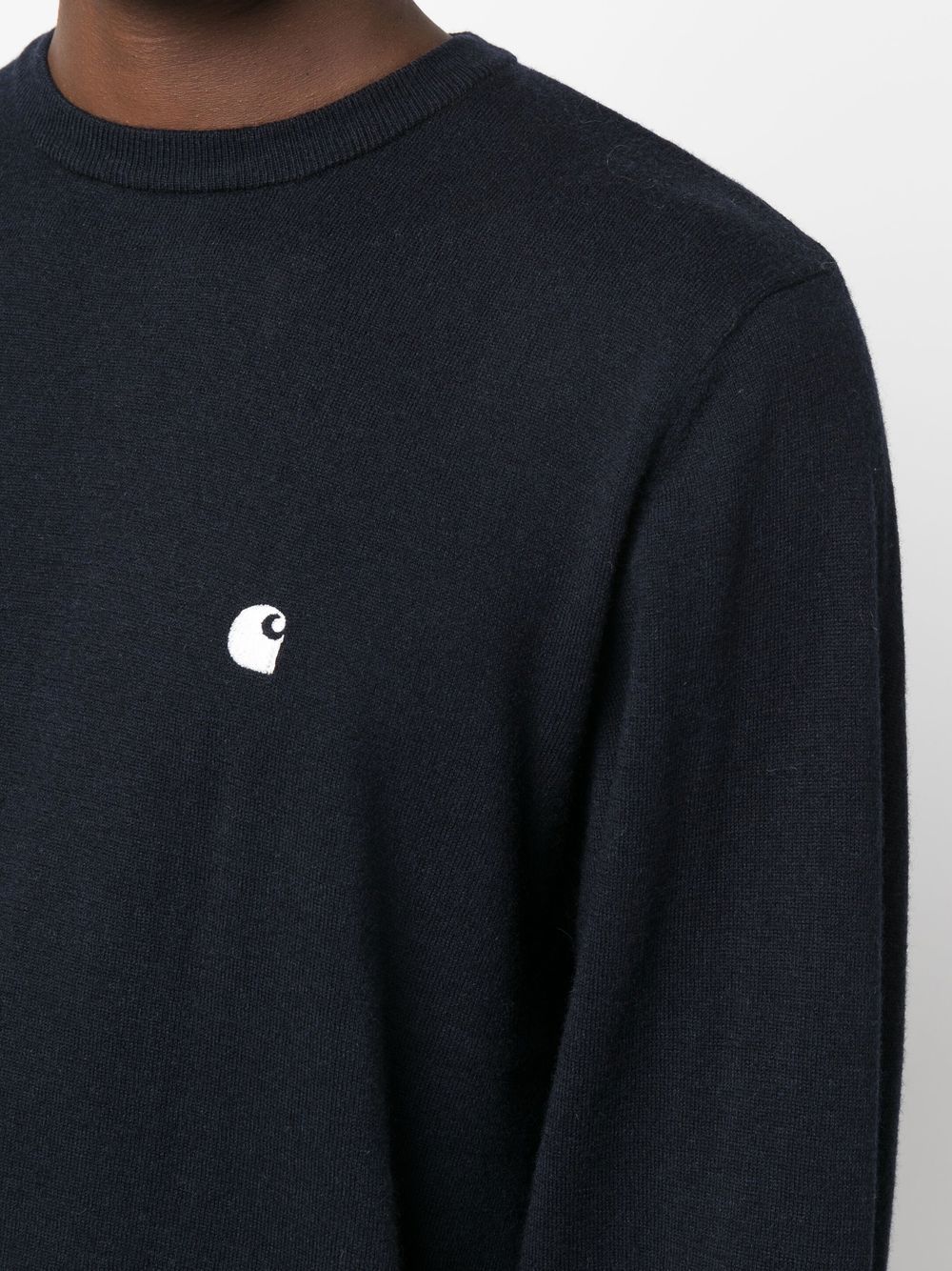 CARHARTT WIP Maglioncino girocollo blu navy con logo 