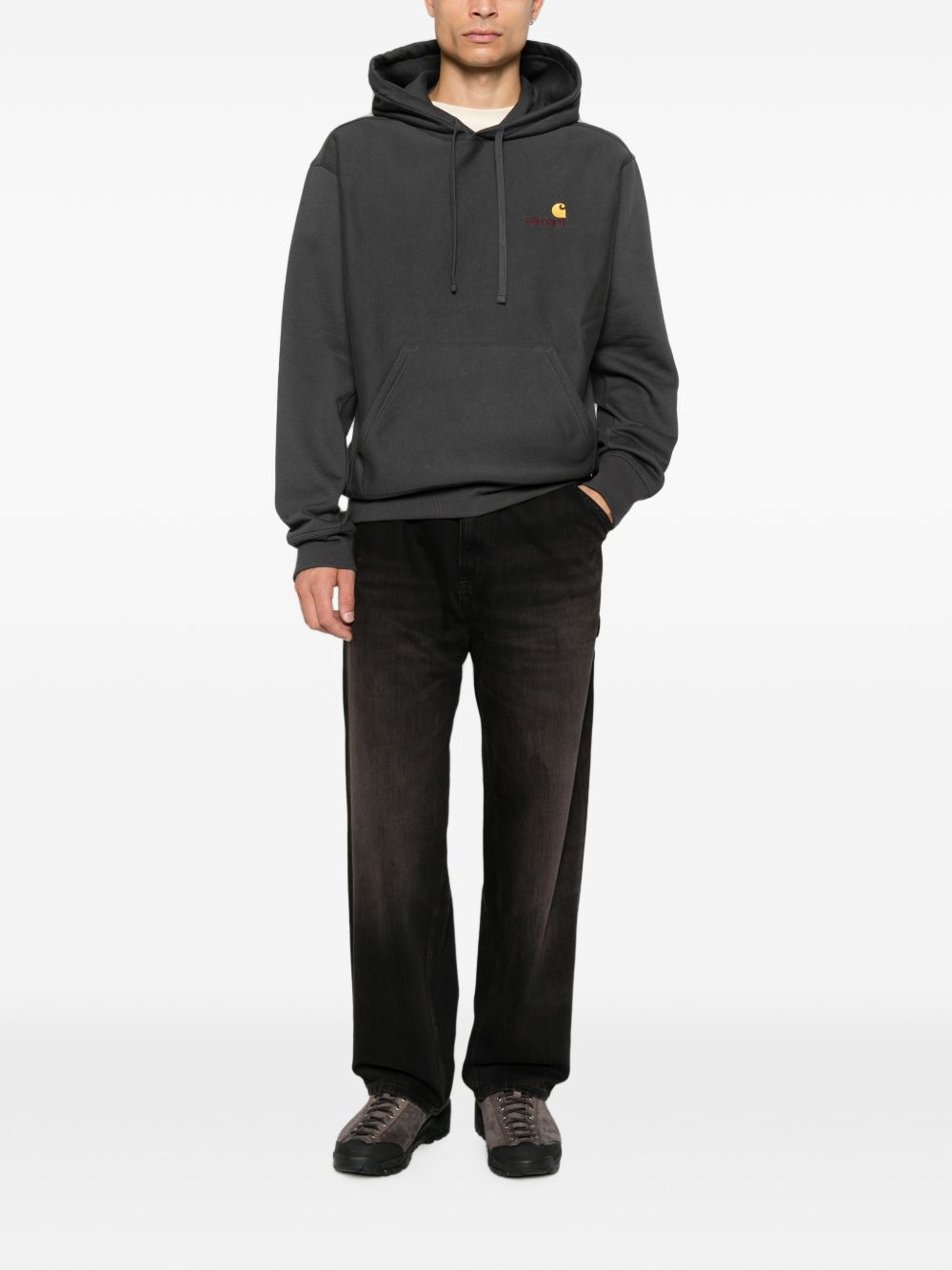 CARHARTT WIP Pantaloni Uomo Single Knee in Denim Nero Used Wash 