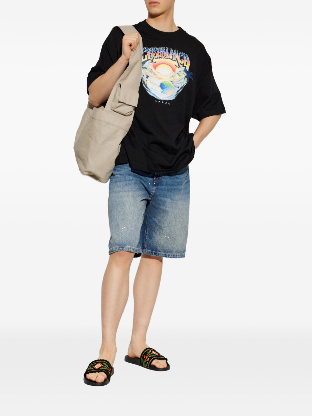 CASABLANCA T-shirt Airspray oversize in cotone nero con stampa grafica 