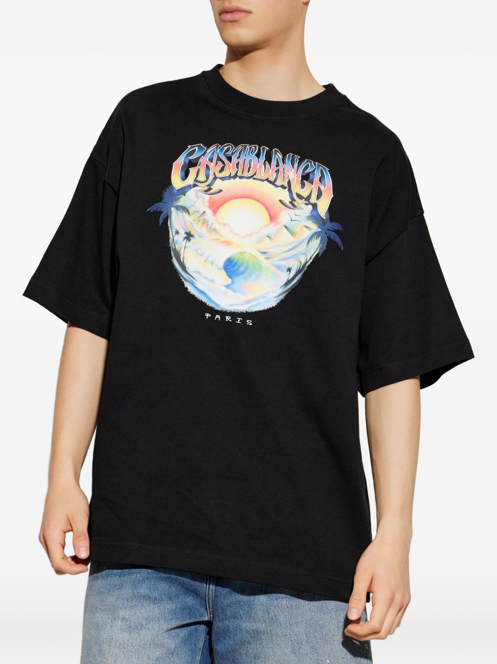 CASABLANCA T-shirt Airspray oversize in cotone nero con stampa grafica 