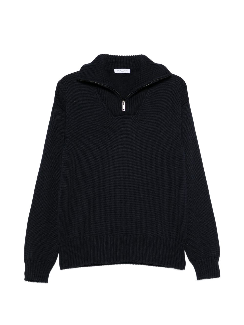 DANIELE FIESOLI Maglia nera a collo alto con zip in misto lana 