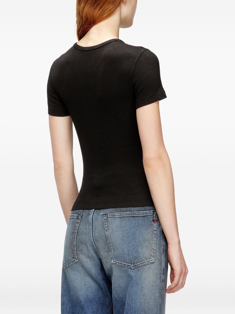 DIESEL T-shirt nera a maniche corte con logo sul petto 