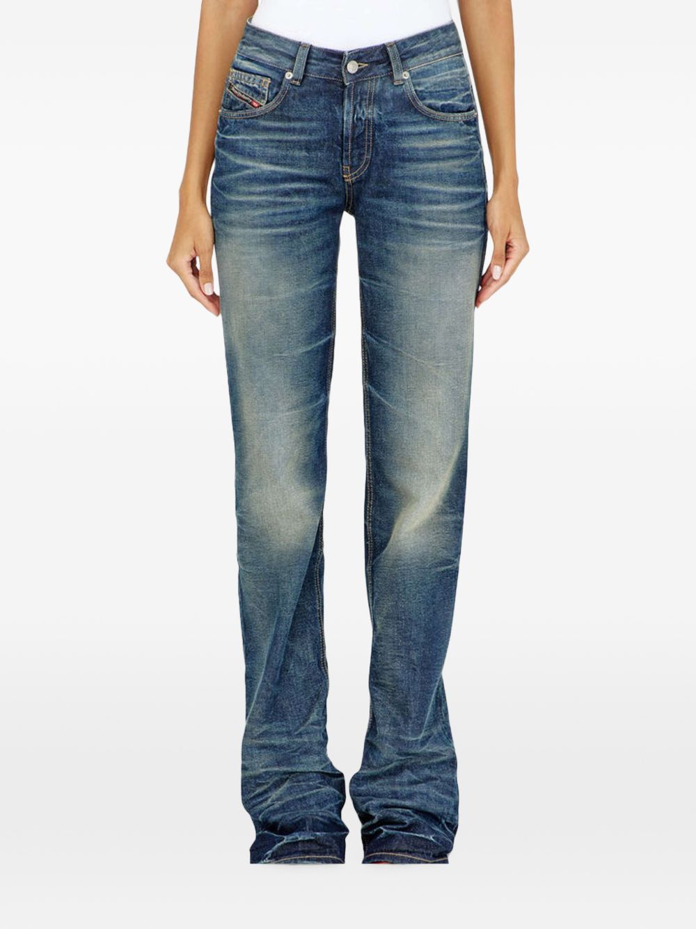 DIESEL Jeans blu con effetto washed sulla coscia 