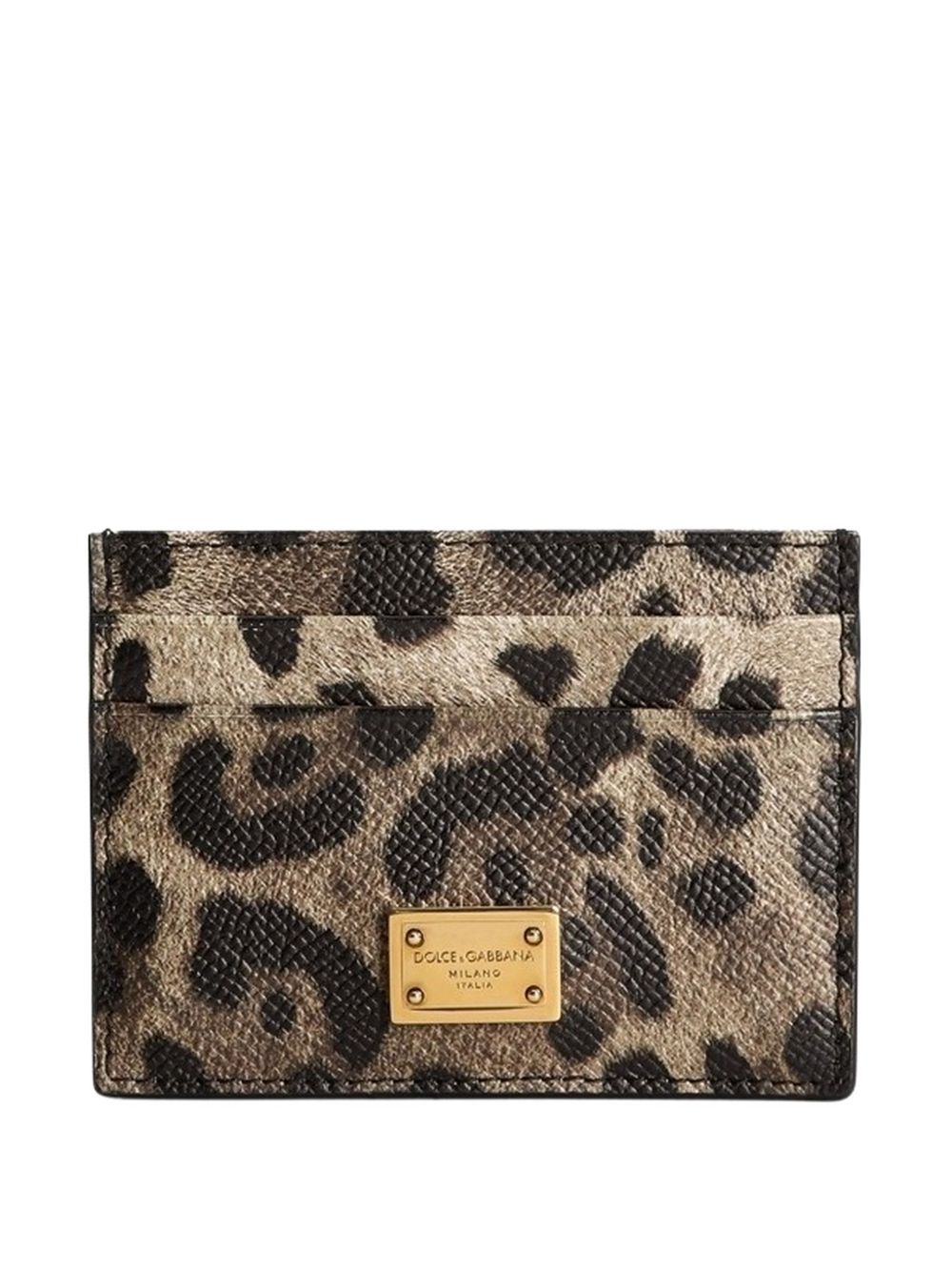 DOLCE e GABBANA Portacarte in pelle Dauphine con placca logo 