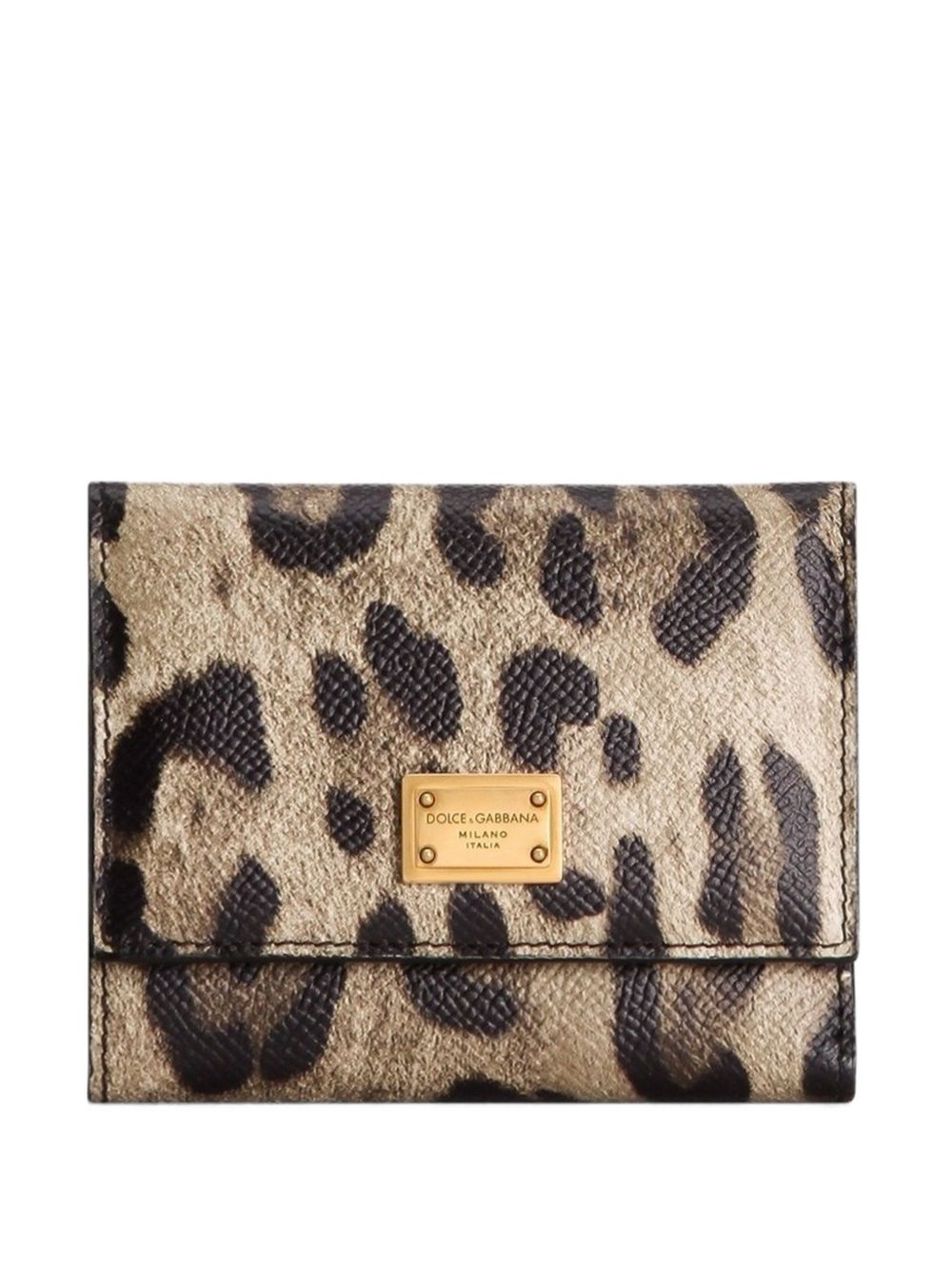 DOLCE e GABBANA Portafoglio in pelle Dauphine con stampa leopardata 