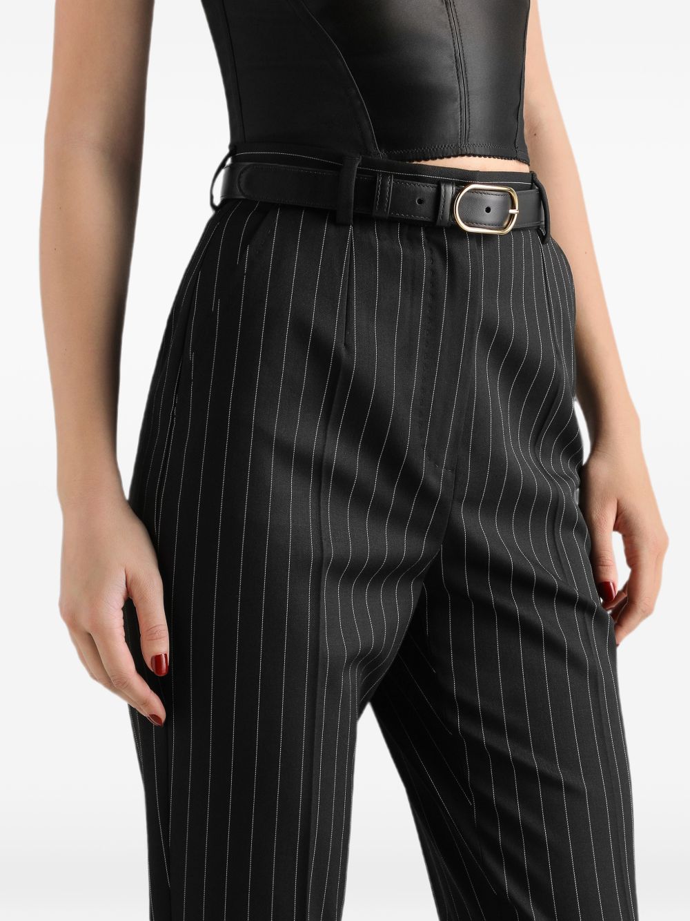 DOLCE e GABBANA Pantaloni neri in lana a vita alta dal fit elegante 