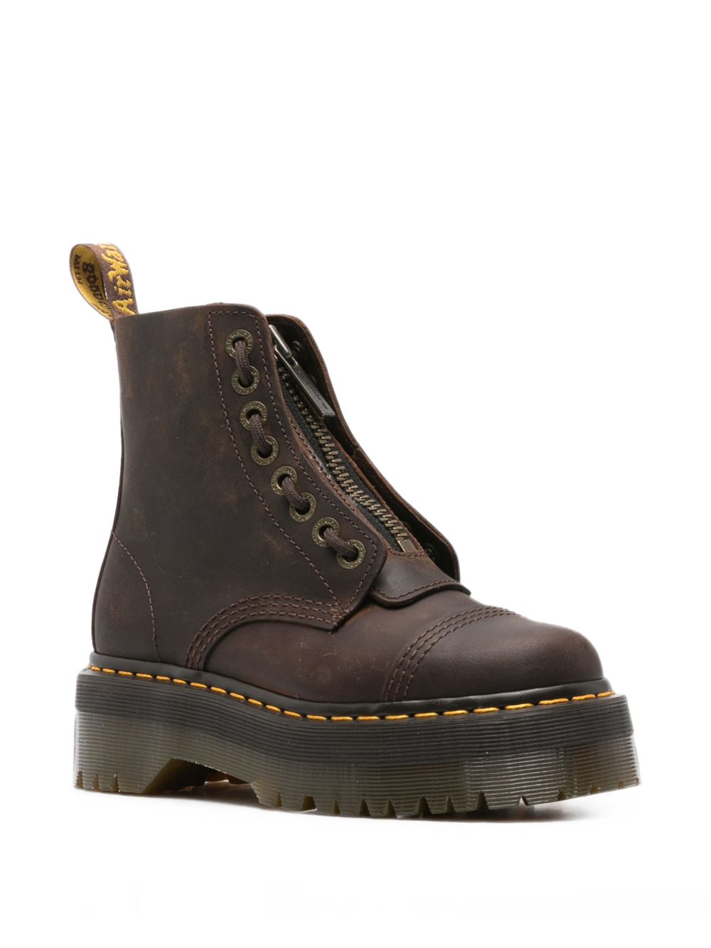 DR MARTENS Anfibi marroni Sinclair in pelle con stringhe 