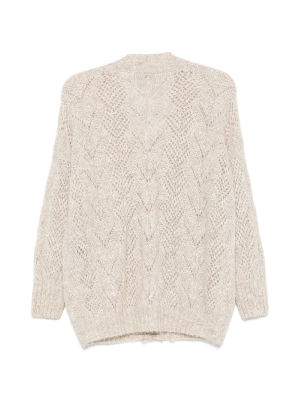 D EXTERIOR Cardigan lungo in maglia di lana di alpaca beige chiaro 