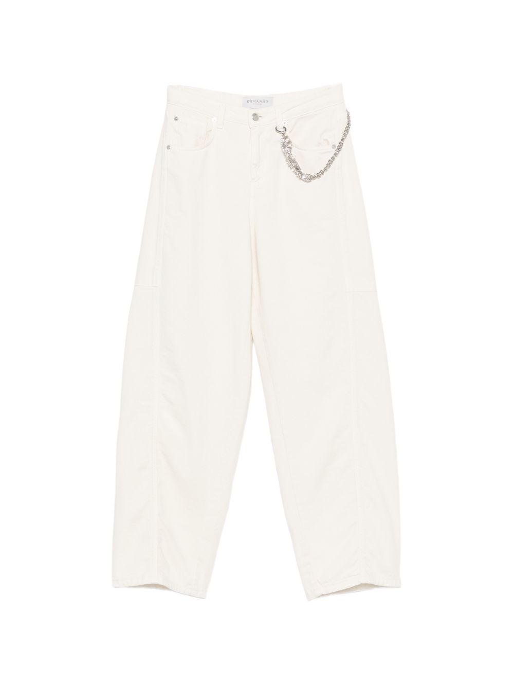 ERMANNO FIRENZE Pantaloni ecrù con catena 