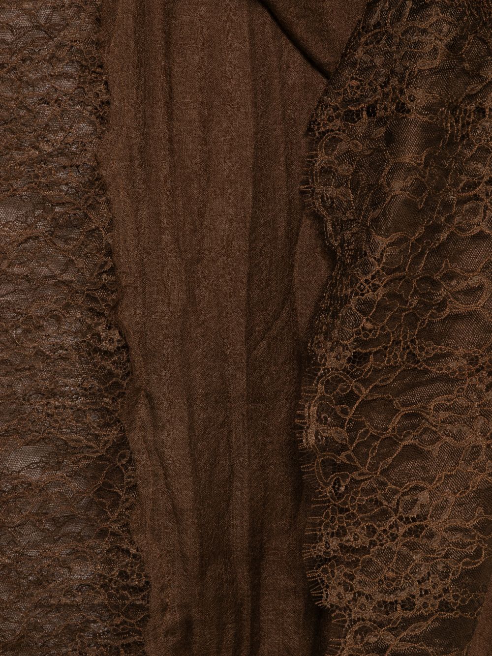 ERMANNO SCERVINO Sciarpa in cashmere marrone con orlo in pizzo 