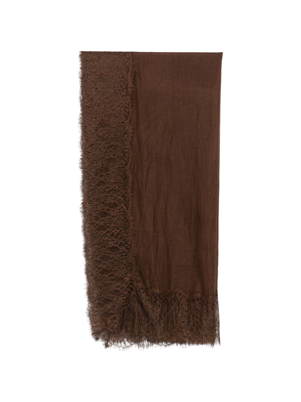 ERMANNO SCERVINO Sciarpa in cashmere marrone con orlo in pizzo 