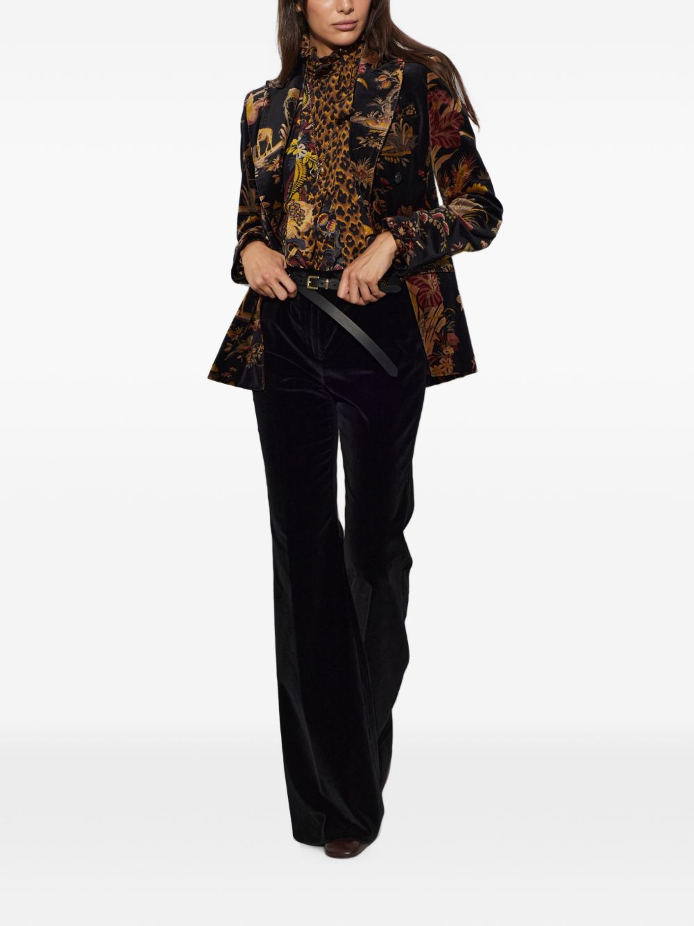 ETRO Camicia in seta con foulard e stampa animalier 