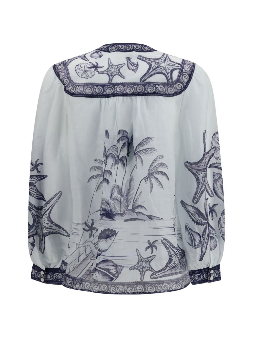 FARM RIO Blusa bianca a maniche lunghe in ramie 