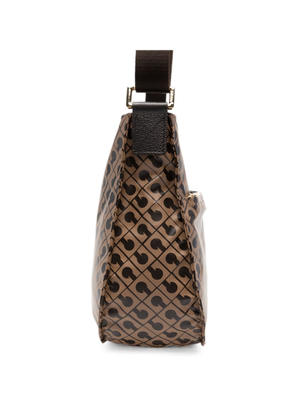 GHERARDINI Borsa a spalla Small Excalibur beige con logo all-over 