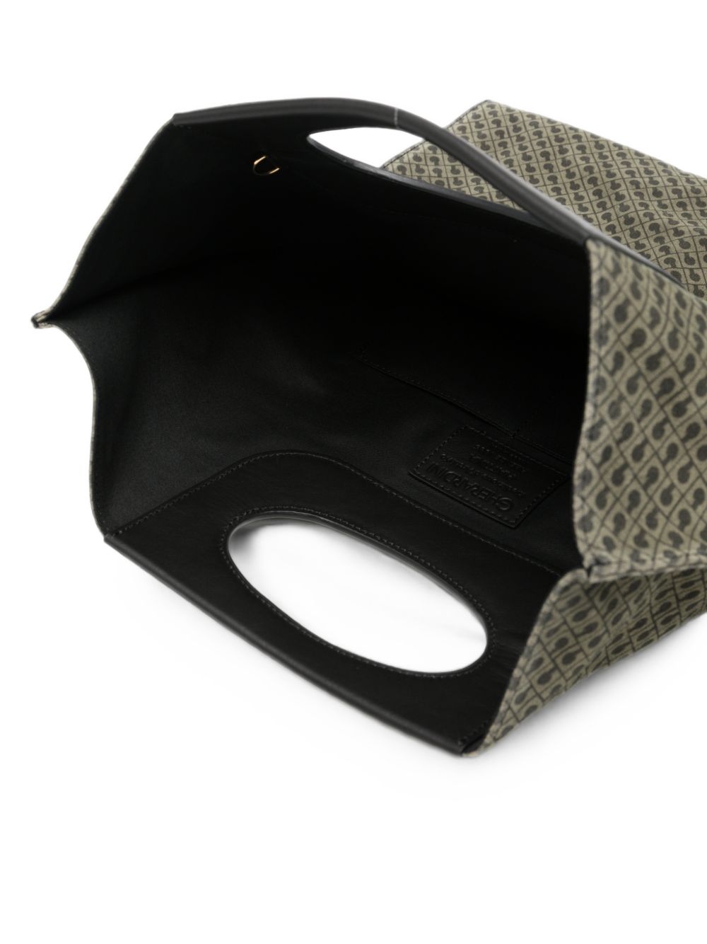 GHERARDINI Borsa Piattina Green effetto suede con logo all-over 