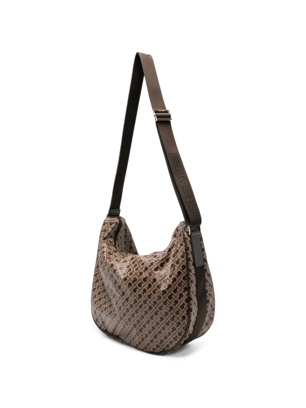 GHERARDINI Borsa Medium Satchel Toffee marrone con logo all-over 