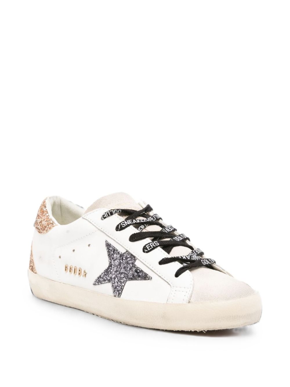 GOLDEN GOOSE Sneakers bianche con dettagli in strass dorati e argentati 