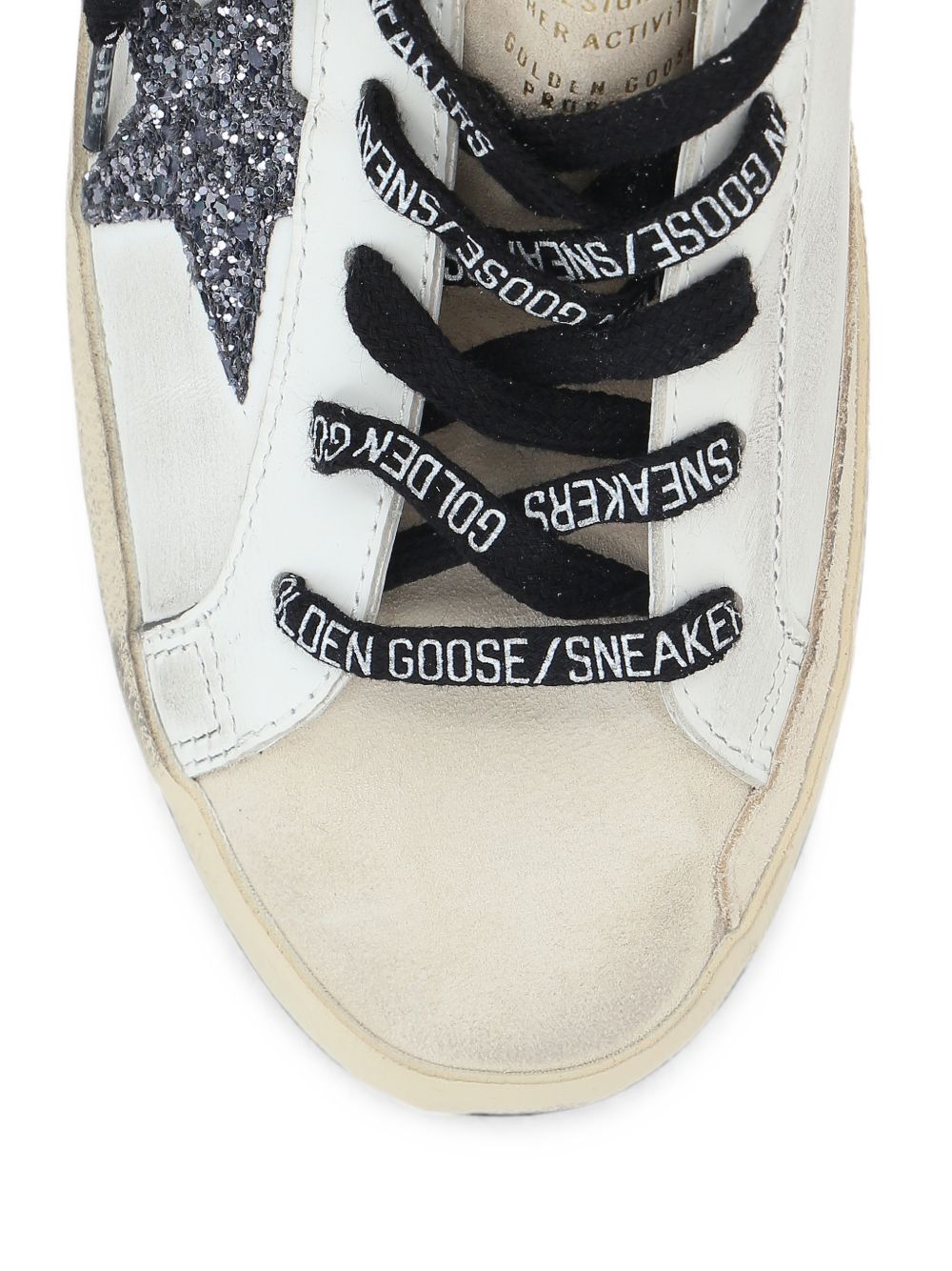 GOLDEN GOOSE Sneakers bianche con dettagli in strass dorati e argentati 