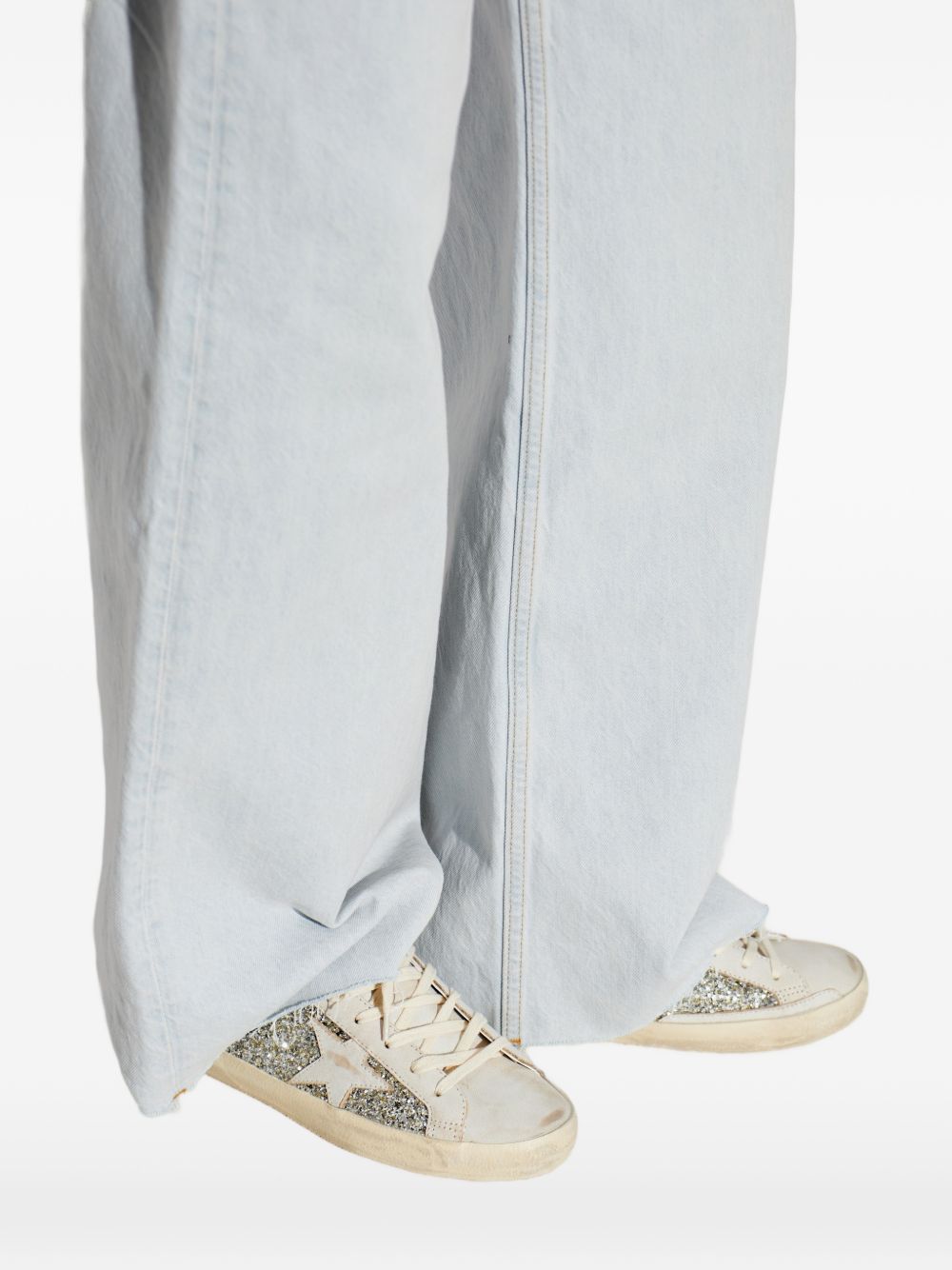 GOLDEN GOOSE Sneakers Super-Star in pelle e glitter 