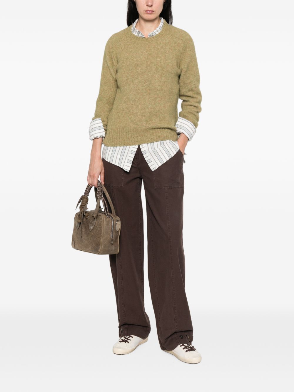 GOLDEN GOOSE Pantaloni marroni in cotone con tasche 