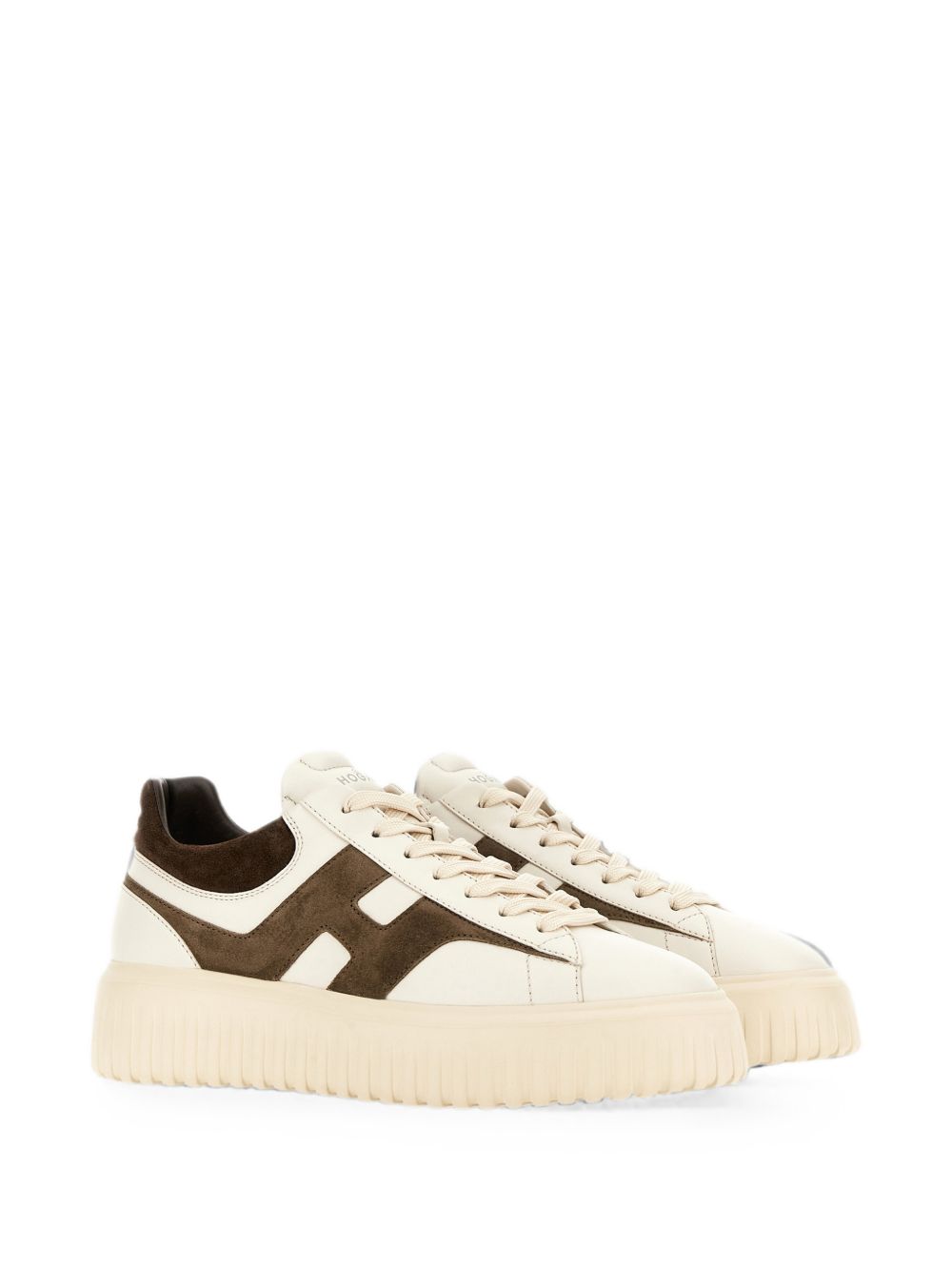 HOGAN Sneakers beige chiaro con dettagli in suede marrone 