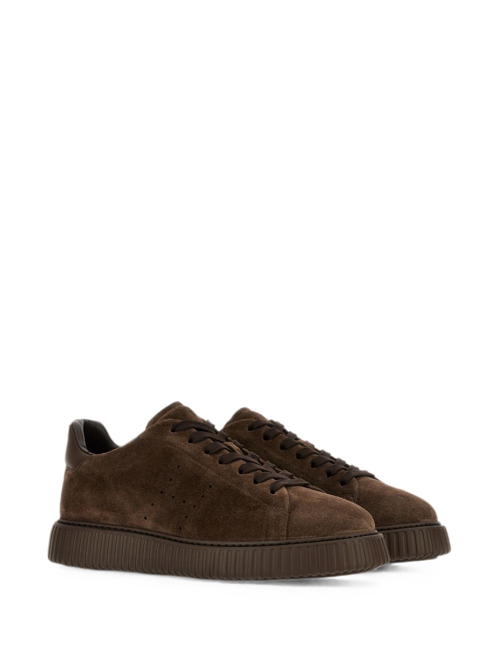 HOGAN Sneakers marroni in suede traspirante con logo laterale 