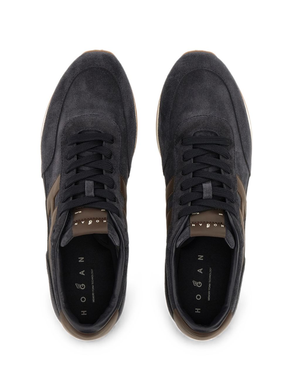 HOGAN Sneakers uomo marrone scuro con inserti in suede e logo 