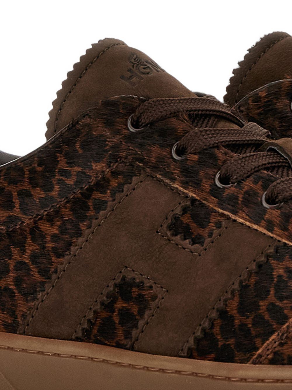 HOGAN Sneakers in pelle marroni con design animalier 