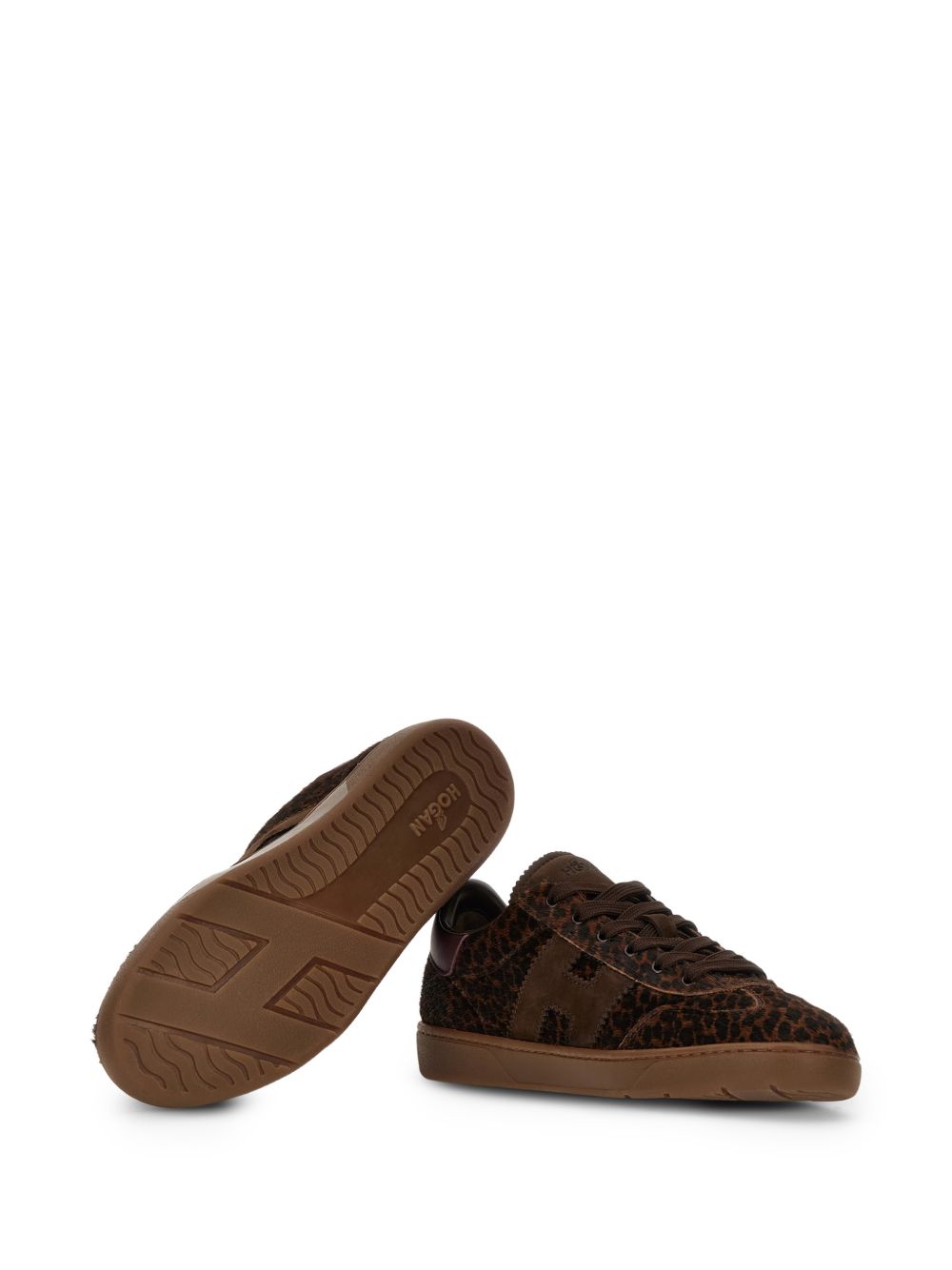 HOGAN Sneakers in pelle marroni con design animalier 