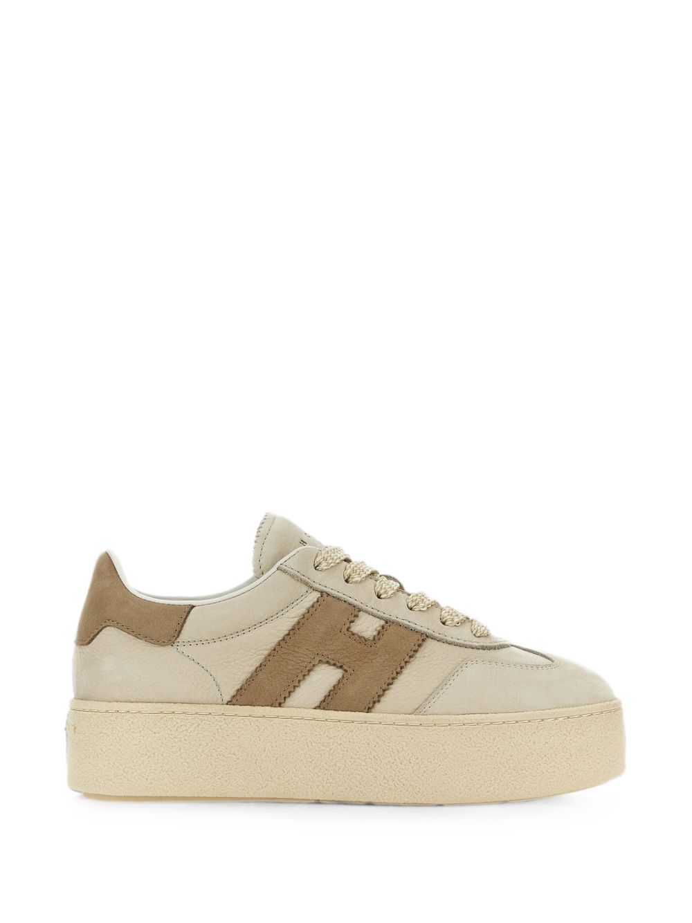 HOGAN Sneakers beige con dettagli marroni in suede 