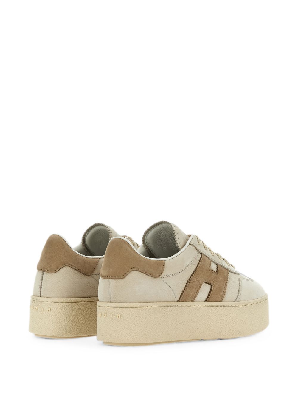 HOGAN Sneakers beige con dettagli marroni in suede 