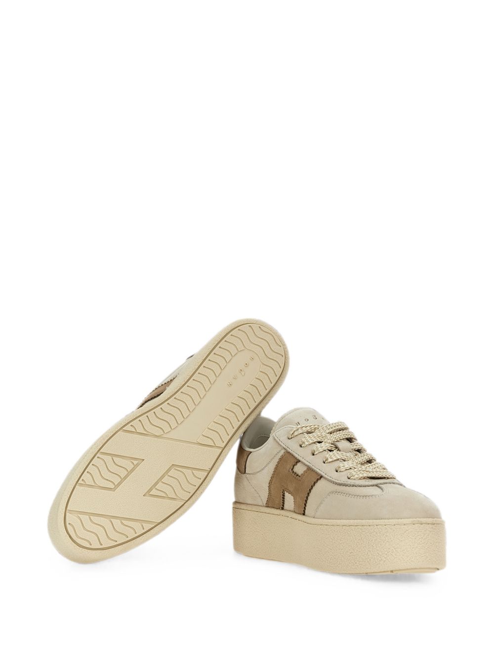 HOGAN Sneakers beige con dettagli marroni in suede 