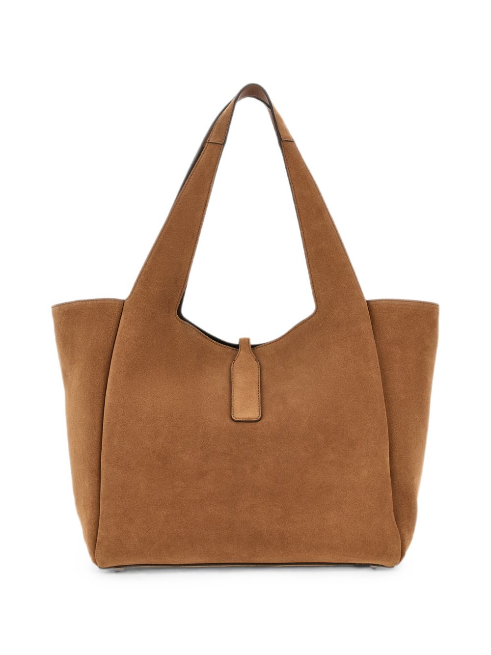 HOGAN Borsa tote a mano in suede marrone chiaro con placca 