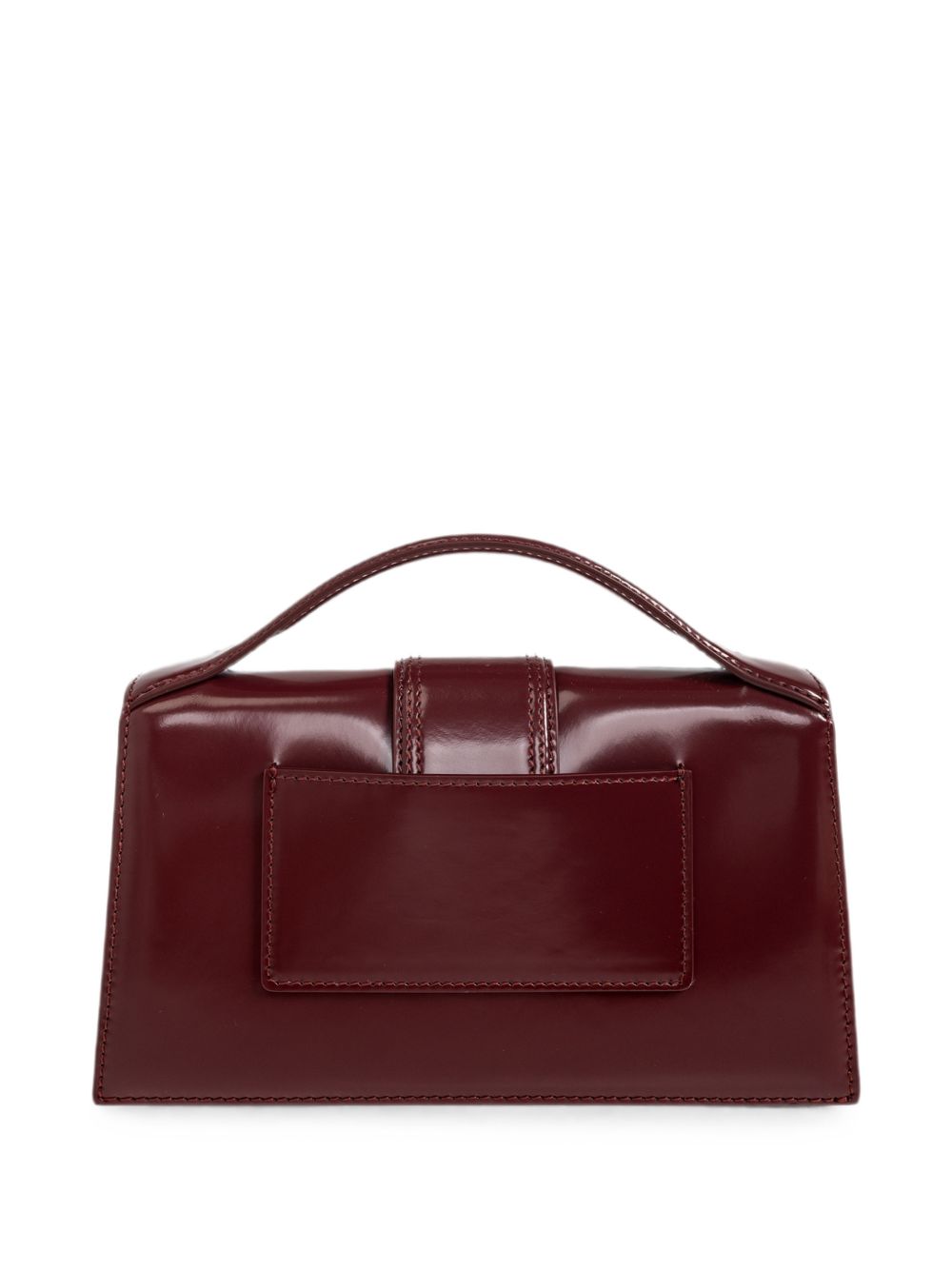 JACQUEMUS Borsa Le Grand Bambino bordeaux in pelle lucida con logo dorato 