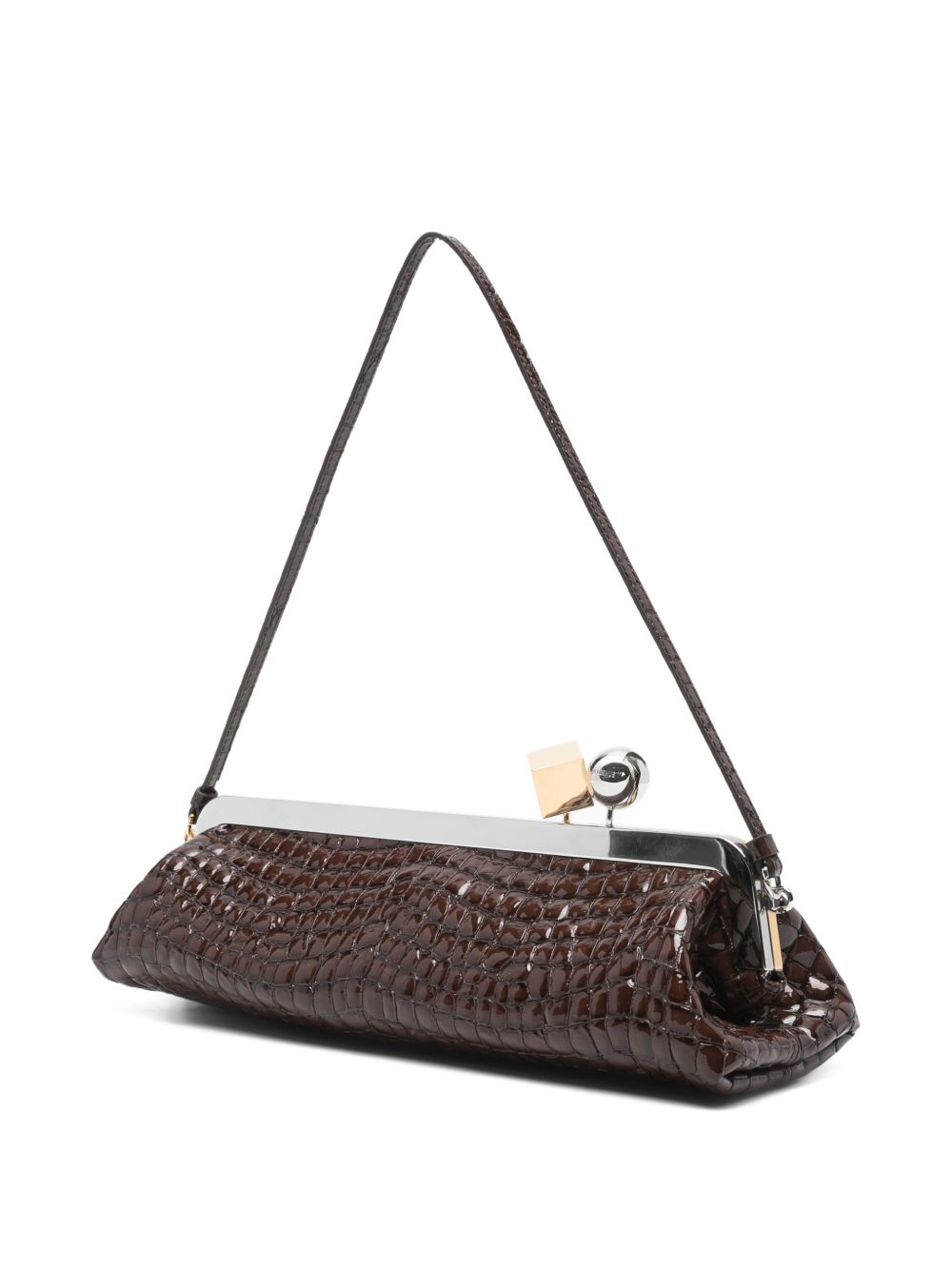 JACQUEMUS Pochette La Pochette Salon marrone in pelle effetto coccodrillo 
