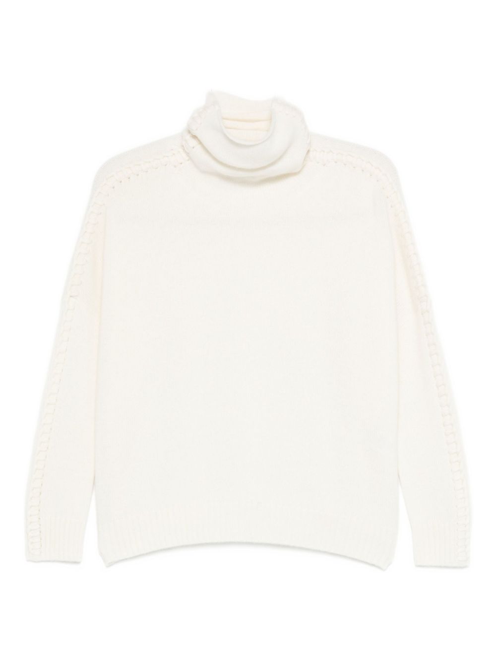 KUJTEN Maglia Thea in puro cashmere bianco con collo a camino 