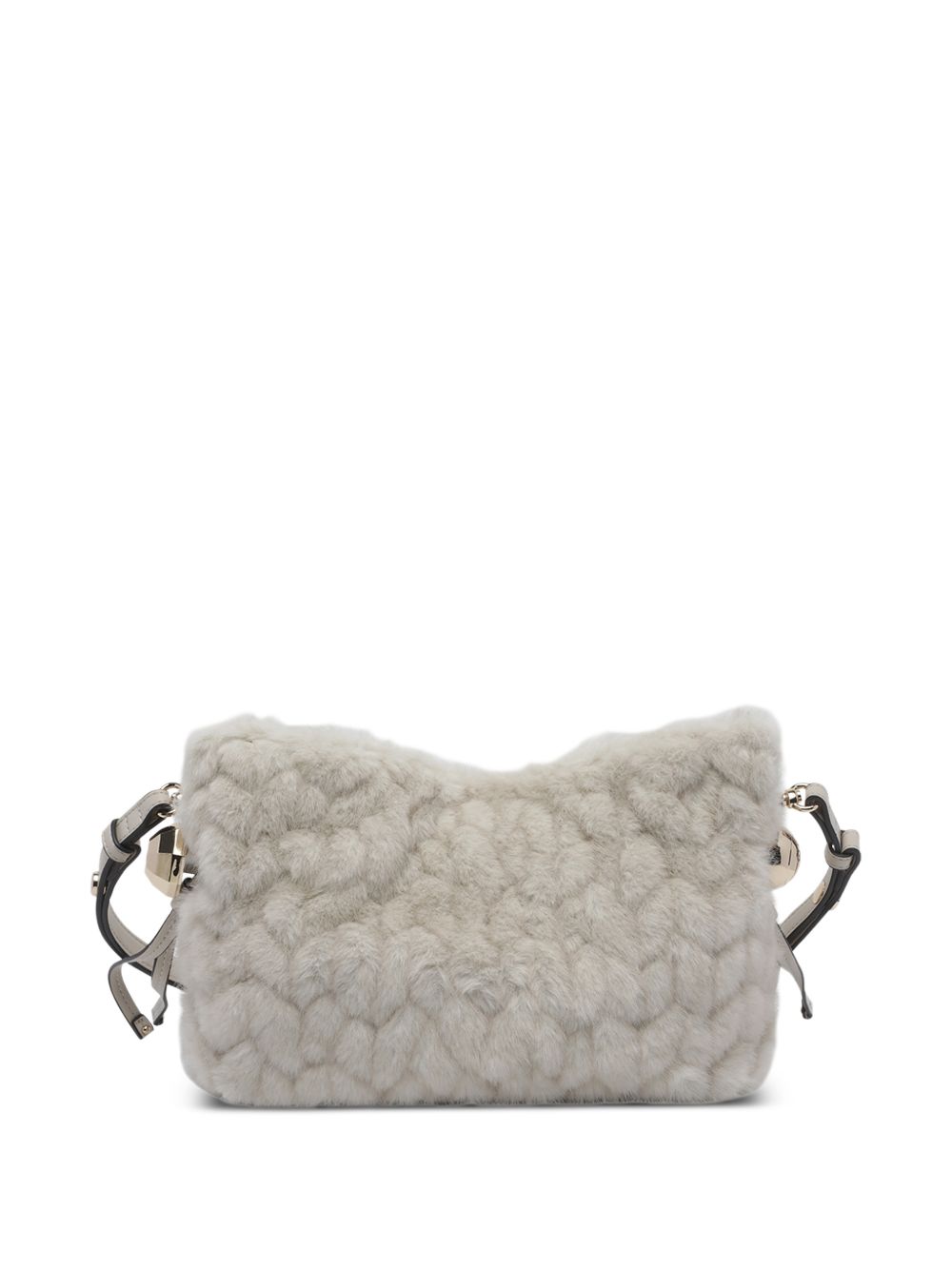 LIUJO Borsa a spalla in ecopelliccia color crema 