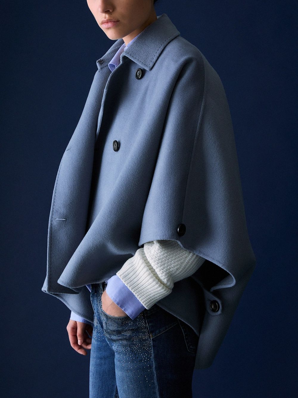 LIUJO Cappotto a mantella color carta da zucchero in lana 