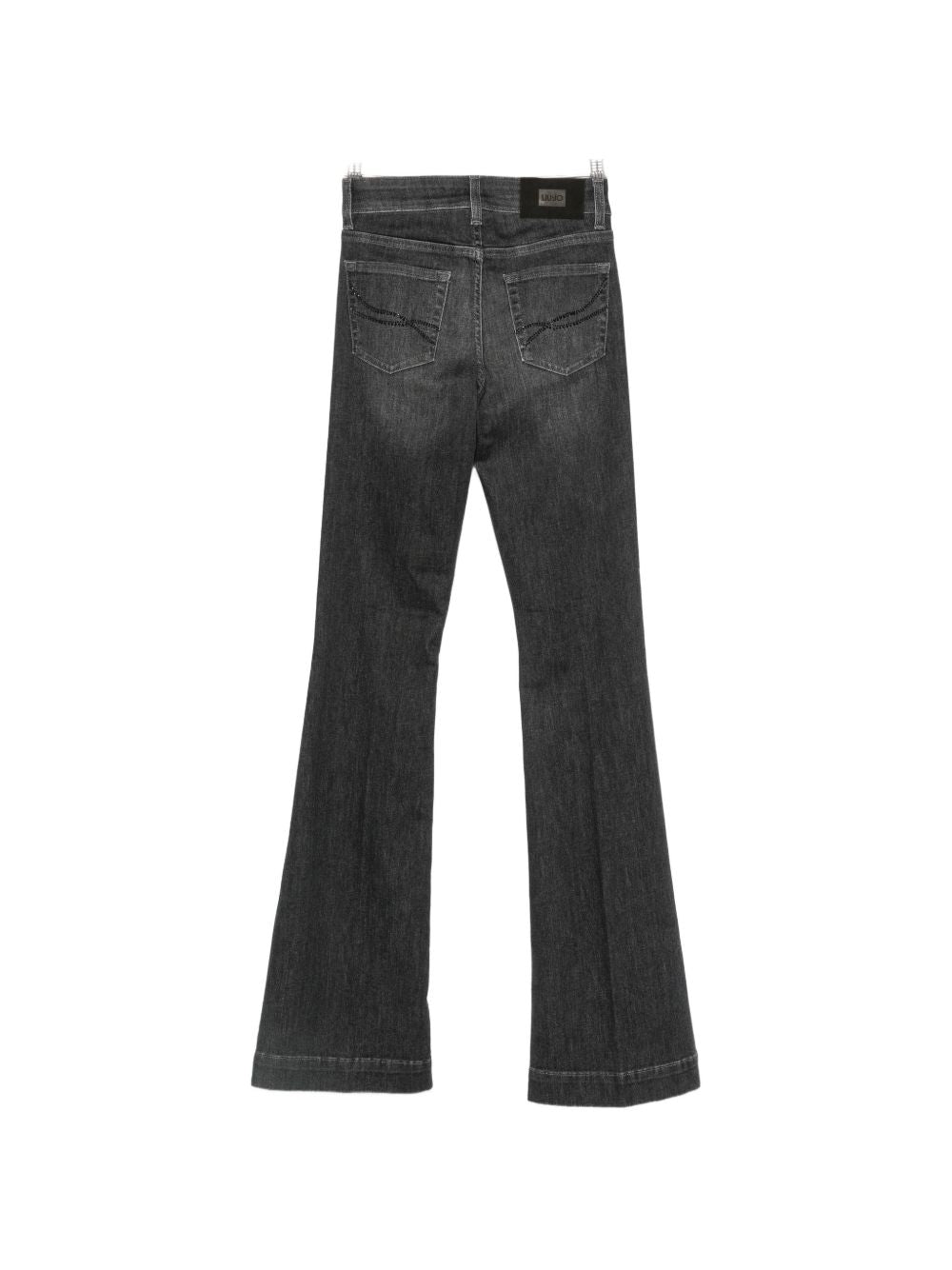 LIUJO Jeans neri a vita alta con gamba svasata 