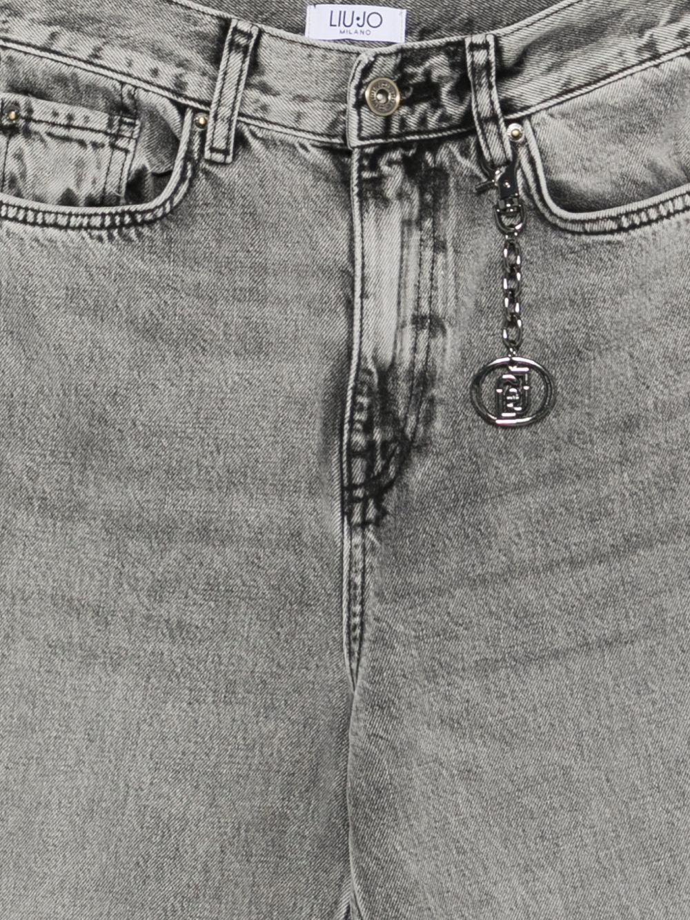 LIUJO Jeans lunghi grigio chiaro a gamba barrel 